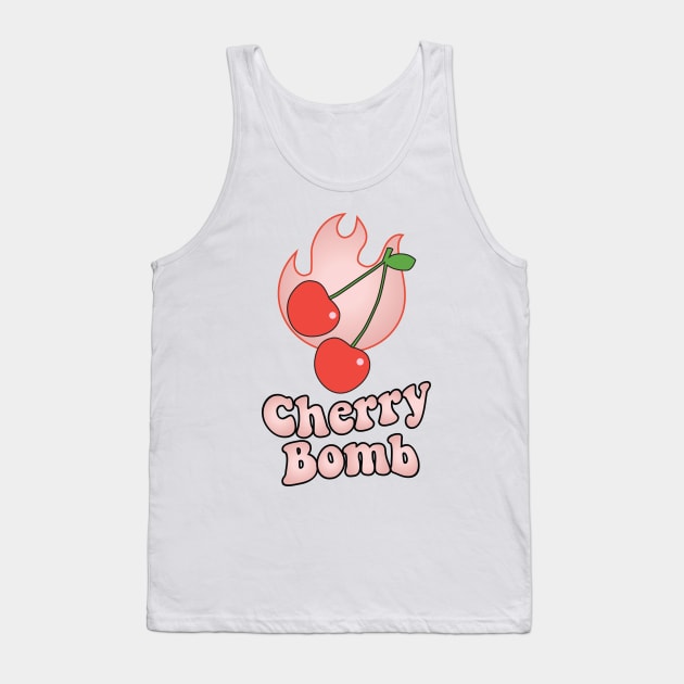 Cherry Bomb and Light Peach Blush Flaming Design Tank Top by YourGoods